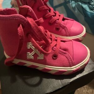 Off-White Pink High-Top Sneakers Canvas Design
